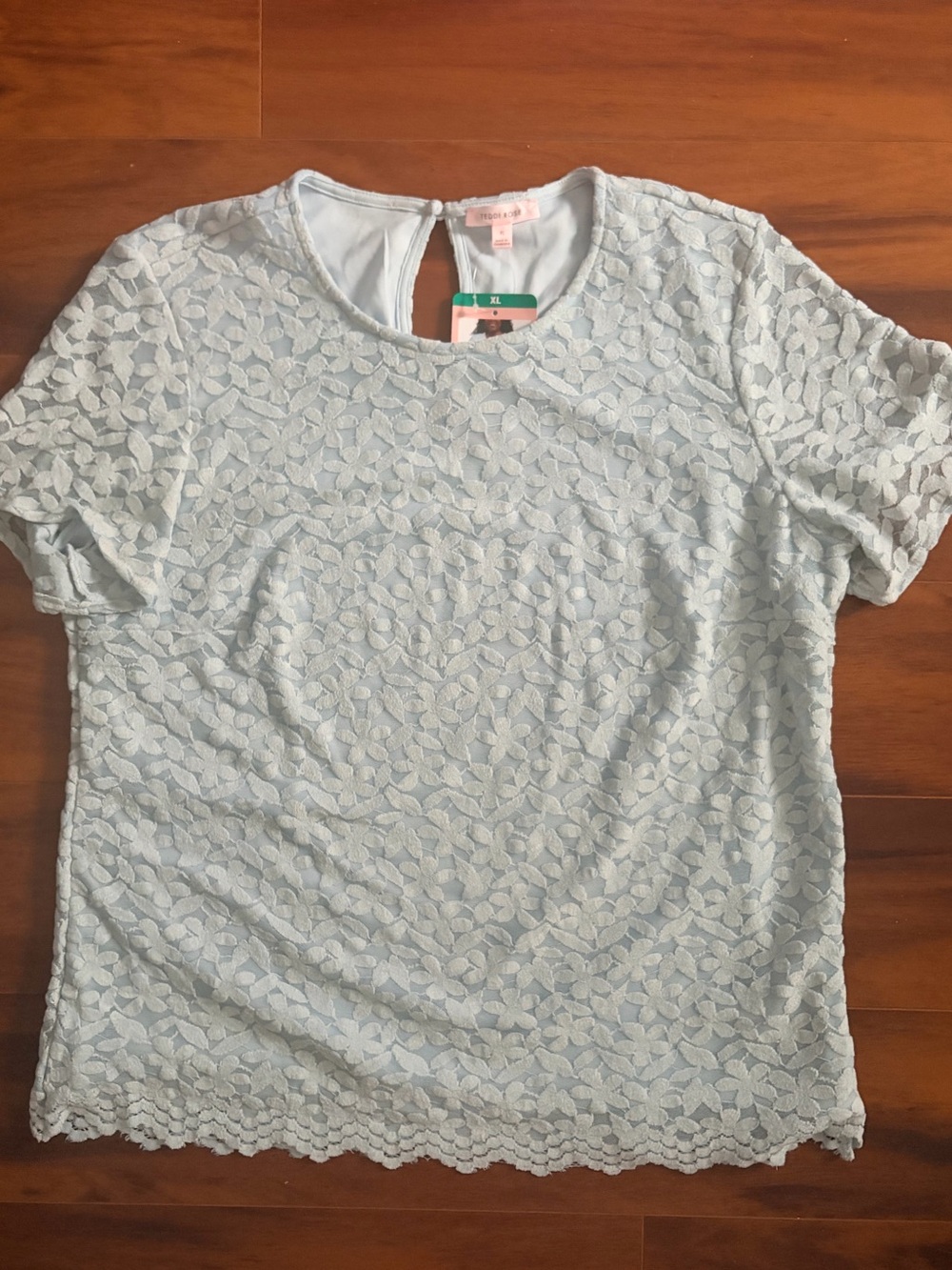 Women’s Lace Short Sleeve Blouse - Light Blue NWT